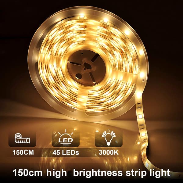 Garderobelampe, 45LED 2M Natlys Strip Lys, Bevægelsessensor La