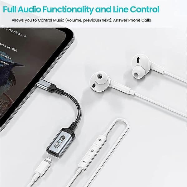 MH-306 USB til 8-Pin Lydadapter til iPad Pro Air 2022/MacBook Air Type til iOS Hovedtelefoner