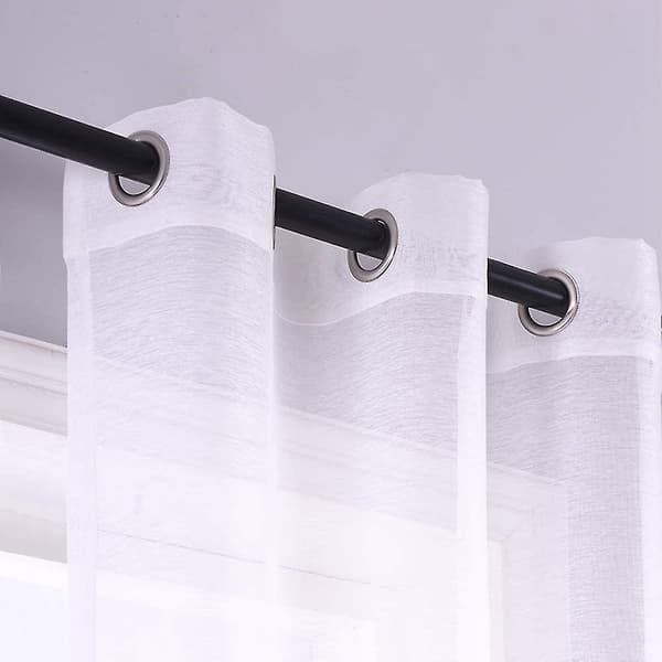 210cm Sheer Curtains White Eyelets 2 Panels Window Sheer Half Curtains Polyester-like Voile Curtains