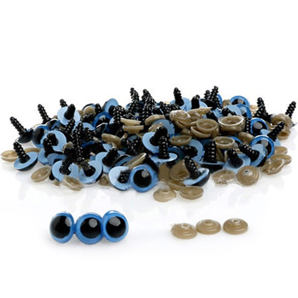 Haloppe 100 stk 8-20 mm plastik sikkerhedsøjne til bamse dukke dyredokke håndværk DIY Db Blue Blue 16mm