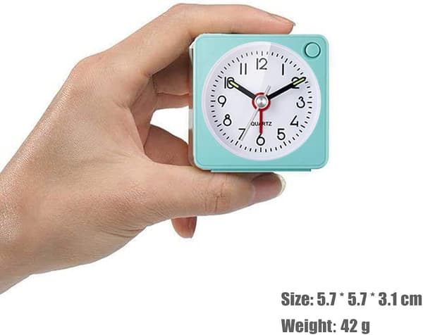 Travel-Packed Analog Alarm Clock, Ultra Small Clock with Snooze and Light Function, Super Silent Non-Ticking, Battery Operated