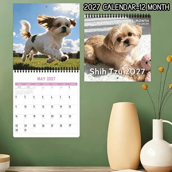 2027 kalender vegg morsom hund ukeplanlegger med dobbel spiral -