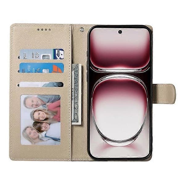 För Oppo A5 Pro 5G Ställfodral Lädertextur Plånboksfodral Magnetlås [DB] Aprikos Apricot