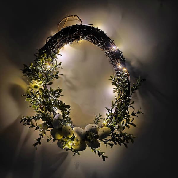 Easter Decorations Easter Wreath Rabbit Ear Decoration Door Hanging Vines Wreath Fan20240118