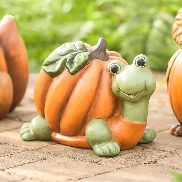 Kreativ Have Efterår Græskar Ugle Skildpadde Ræv Skulptur Udendørs G