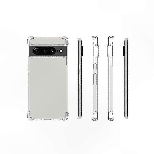 Iskunkestävä liukumaton vahvistettu TPU-kotelo Pixel 7 Prolle, läpinäkyvä Transparent