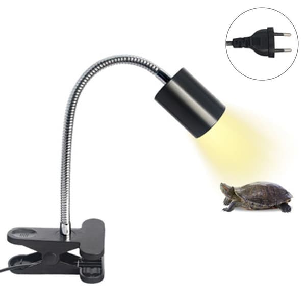 Sort klemmelampeholder med afbryder til skildpadder, lampeholder KLB