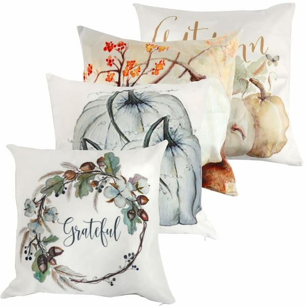 4-pack höstpumpa kuddfodral, broderade soffkuddar för Thanksgiving, höstskörd heminredning, 45 x 45 cm