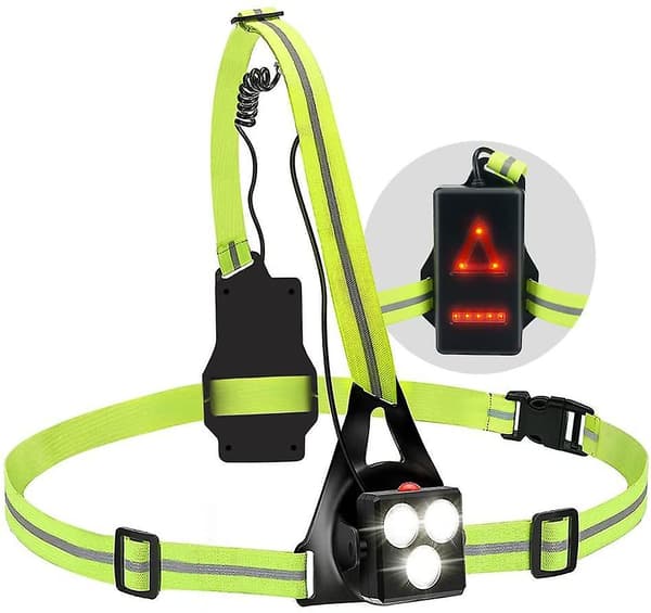 Running Light for Runners, 360 Lumen LED Rechargeable Chest Light with Safety Warning Light