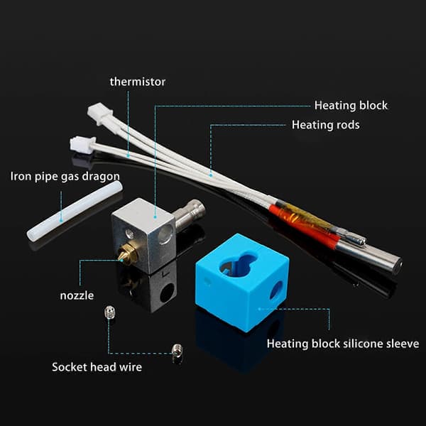 for Anycubic 3D-printer Hotend Heatbreak Dyse Ekstruder Termistor Rørsæt