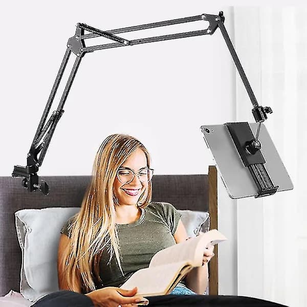 Tabletholder til seng, justerbar og foldbar med 360 graders rotation til iPhone, iPad, mobiltelefon, tablet