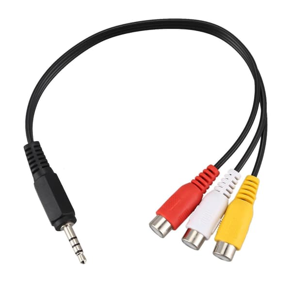 3,5 mm han til 3 RCA hun lyd videokabel 22 cm