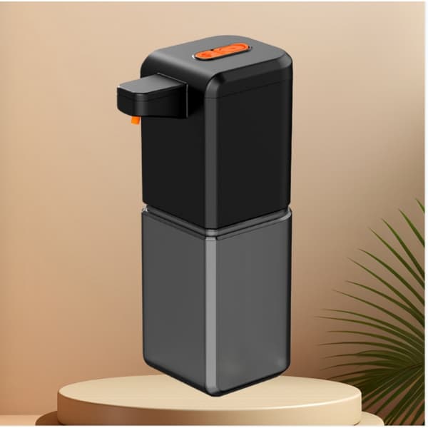 Sort berøringsfri automatisk sæbedispenser 400ml, USB-genopladelig infrarød sensor, 0,3s hurtig dosering, håndfri hygiejne