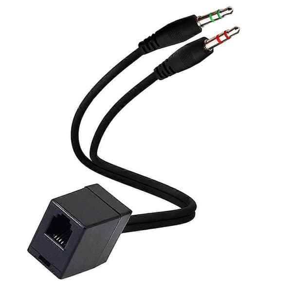 RJ9 til 3,5 mm Telefonadapterkabel RJ9 Hun til 3,5 mm Dobbelt Han Konverter
