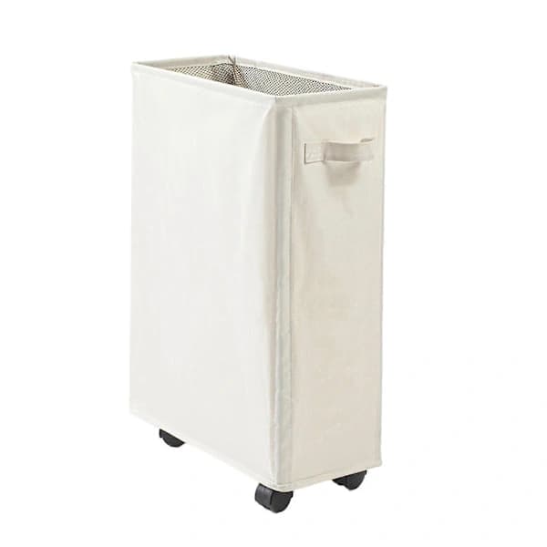 Laundry Basket with Wheels, Rolling Laundry Hamper Foldable Clothes Storage Cart Foldable Yoga Mats Storage Rack Slim Corner, A