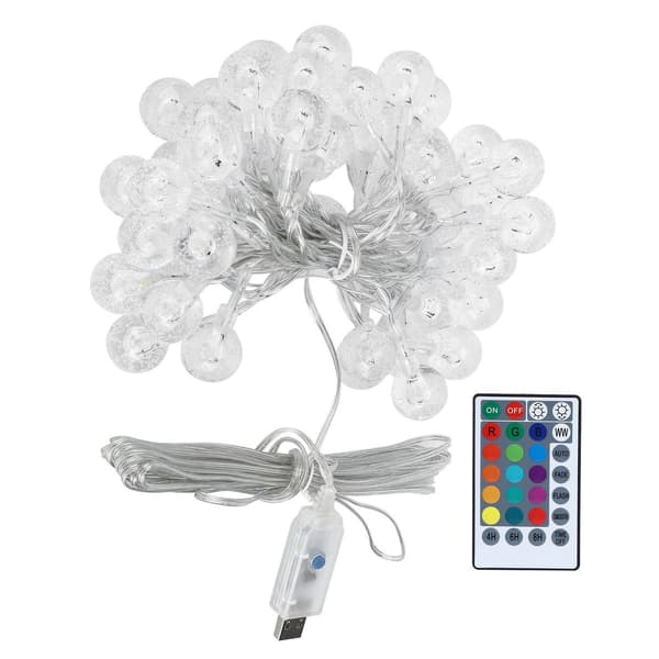 5m 50 LED String Light Waterproof RGB + WW Remote Control Ball KLB