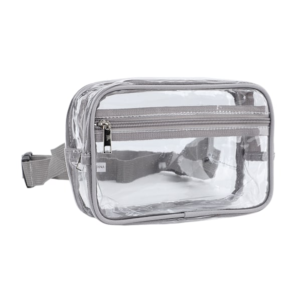 Vattentät Transparent Väska - Stor Kapacitet, Justerbar Rem, Transparent PVC Bröstväska för Sport och Resor (Grå)