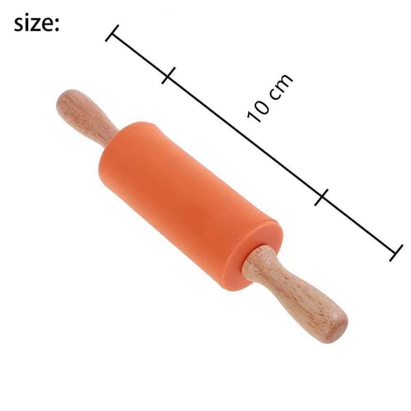 Mini Rolling Pin, 2-pack, Kids Size, Wooden Handle, Non-stick Silicone Rolling Pin for Home Kitchen, Kids Cake, 23 cm