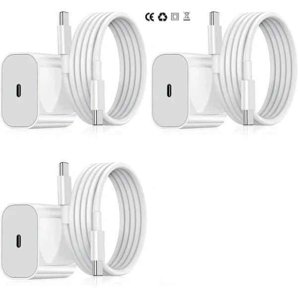 3-pak iPhone-oplader, 20W USB-C-adapter + 2m kabel, hvid 3-pak USB-C 3-pak USB-C 3-Pack USB-C