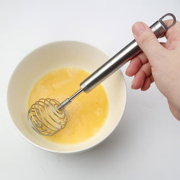 Eggvisp i rustfritt stål, rund formet fjær, melkeblander, håndholdt eggblander
