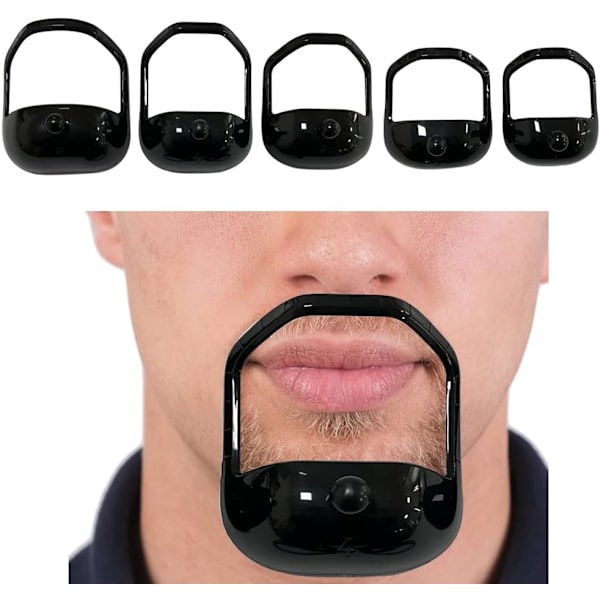 5 størrelser Herre Goatee Grooming Tool Set Sort Svart