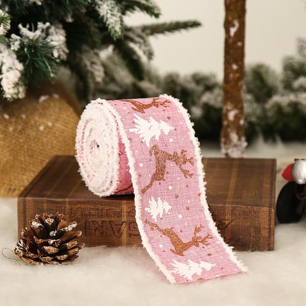 3 stk julepynt 6,5 cm linntrykte elger jul
