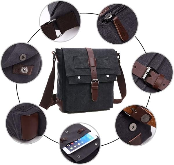 Herr Canvas Axelväska (Svart) Messenger Bag Canvas Väska Axelväska