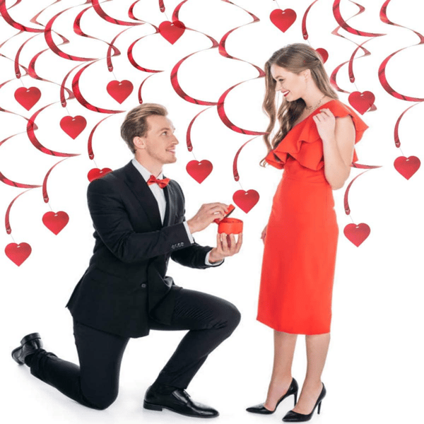12 Hjerteformede Hengende Dekorasjoner for Valentinsdag og Bryllup
