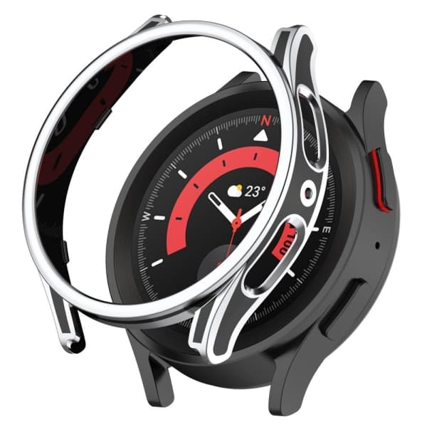Galaxy Watch 4/5 40mm kotelo karkaistulla lasilla musta/hopea