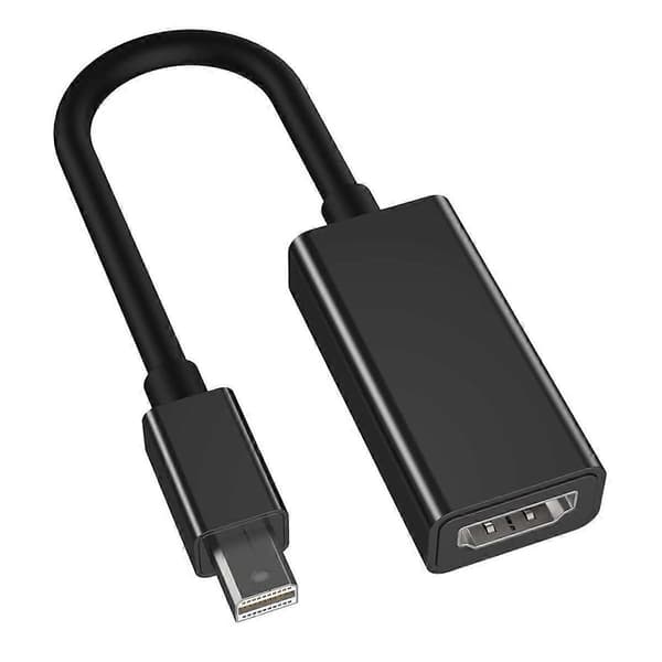Mini DP til HDMI-omformer kompatibel med MacBook Air/Pro, Microsoft Surface Pro 3/4, Mac Mini, skjermer, projektorer, etc. - Svart