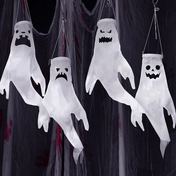 Halloween Ghost Windsock, Ghost Face Windsock, Halloween Decoration for Front, Patio, Lawn, Garden #4