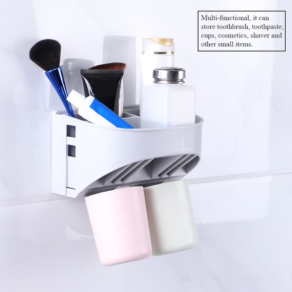 Compact Toothbrush Holder Multifunctional Bathroom Organizer for Cosmetics and Razors
