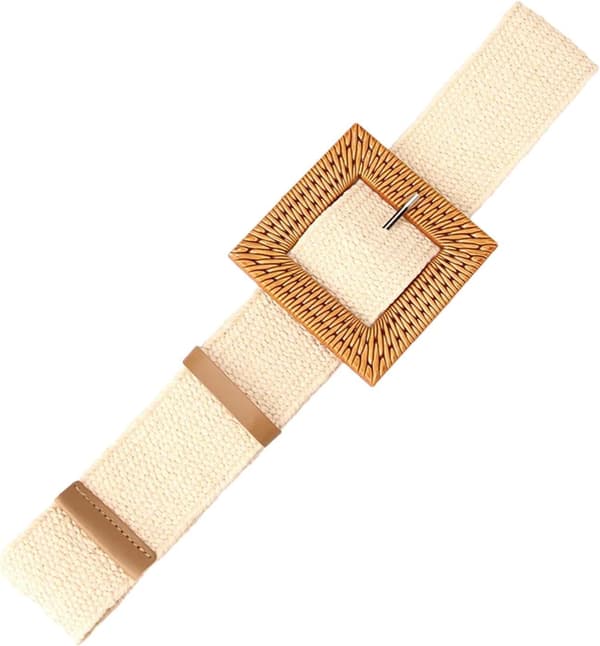 Elastisk stråvevd belte for kvinner, elastisk belte for kvinner beige - Beige