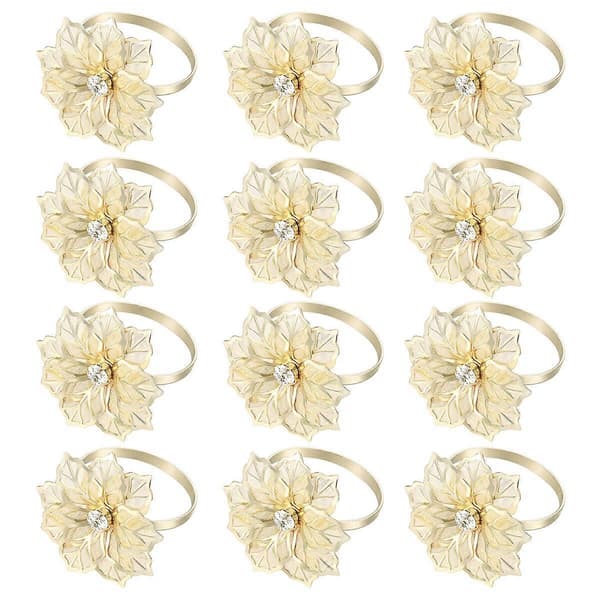 YeahiBaby 12 stk. Eksklusive High-end Hotel Restaurant Dedikeret Blomsterdesign Servietring Mundklud Servietring (Guld)