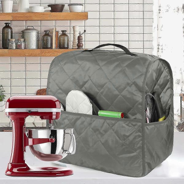 Pölysuoja keittiökoneelle taskuilla ja kahvalla, suojaava Kitchenaid-yleiskoneelle