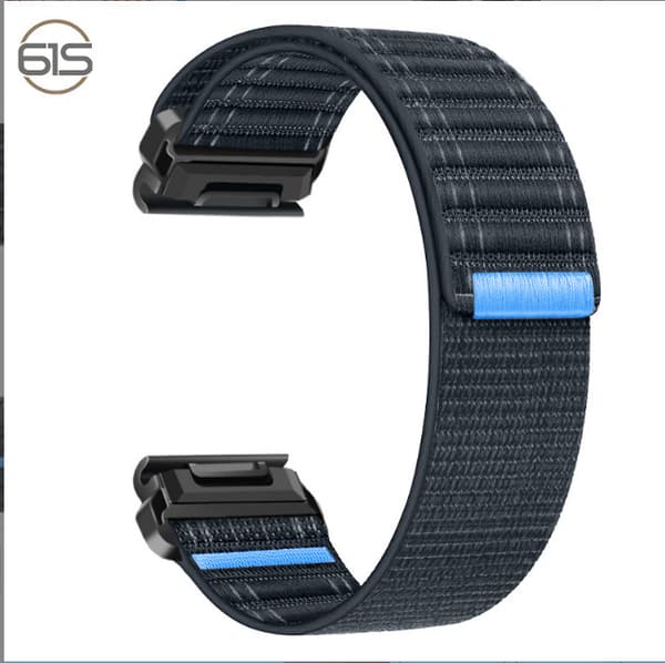 Nylonrem til Garmin Fenix 8/5/6/7X Pro/Epix 935/965 Sort + lysegrå 26 mm