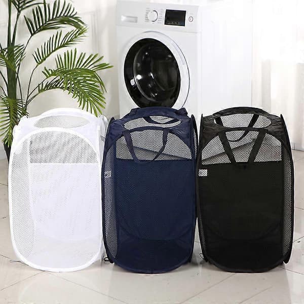 Black Laundry Basket [2-pack] Foldable Pop Up Laundry Hamper Mesh Laundry Basket Collapsible Laundry Basket with Handles