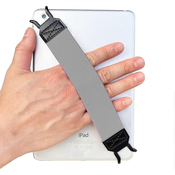 WUOJI Universal Tablet Hand Strap Holder, Handle with Elastic Band, Secure Portable for iPad/iP [DB] Gray One-size Gray One-size