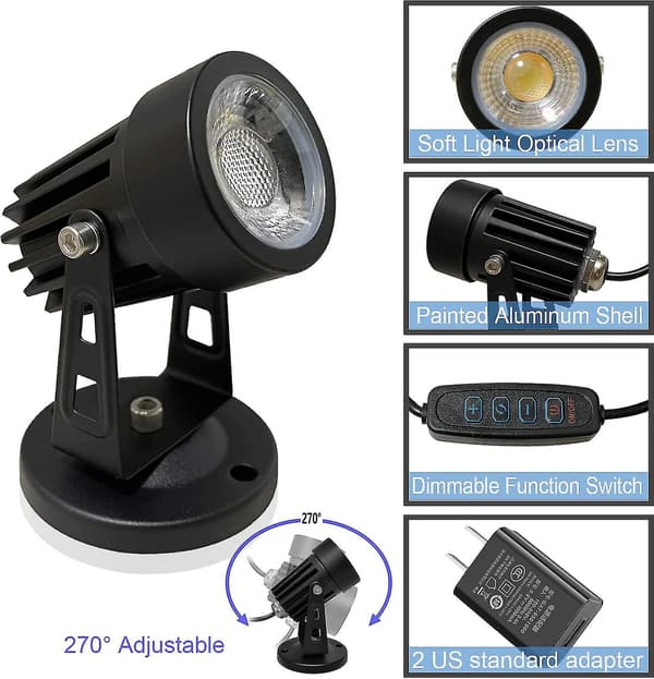 2 stk. LED-spotlights indendørs til planter, 3 farver accentbelysning dæmpbare uplights spotlightlampe med lysdæmper [DB] 2 stk. 2Pcs