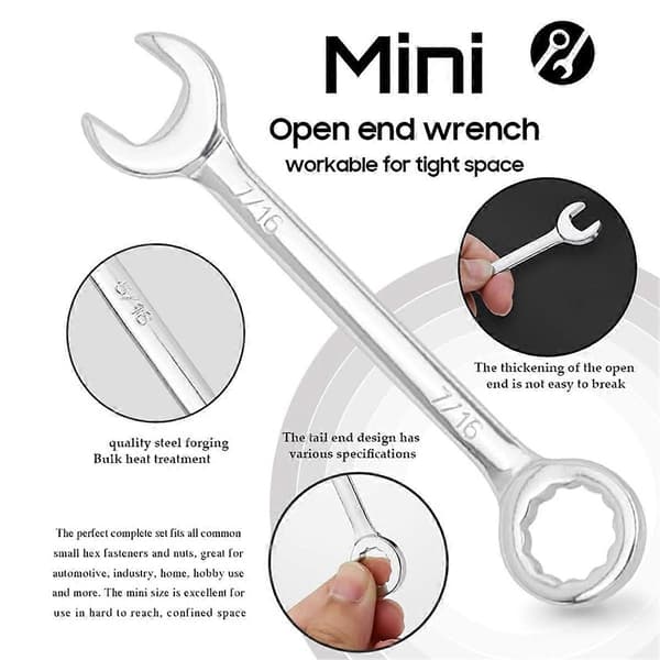 20-piece Open End Wrench Set, Mini Metric SAE Combination Wrench Set Thin, Ratchet Wrenches Multifunction