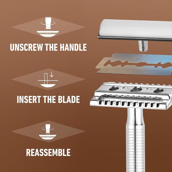 High-Quality Safety Razor for Men with Patterned Grip and Anti-Friction Coating