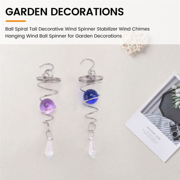 Decorative Wind Spinner with Spiral Ball, Wind Chime Stabilizer for Garden Decorations