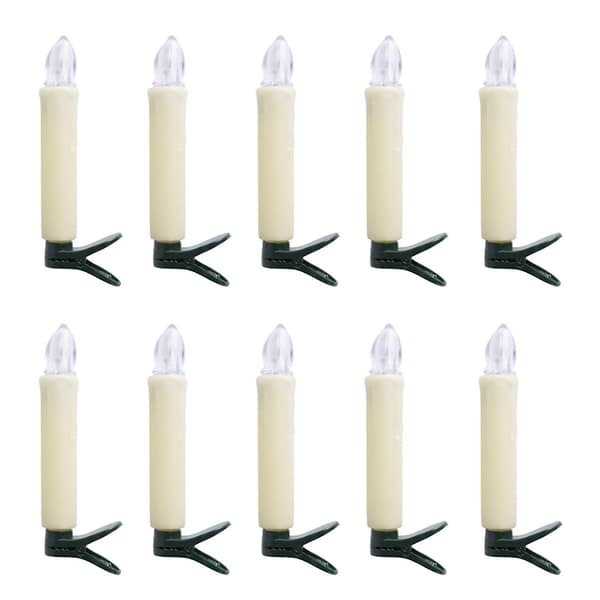 Juletrepynt, 10 stk. clip-on lys varmhvit, flammeløse stearinlys med fjernkontrolltimer, jule-LED-lys