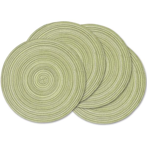 Chartreuse Woven Round Placemat Set: 4-Pack, 15-inch Diameter, Washable