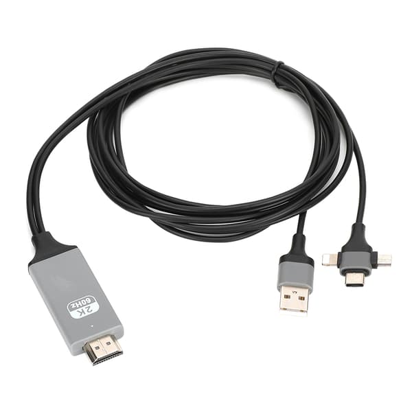 3 i 1 HDMI HD-kabel Mobiltelefon skærmprojektionslinje til IOS / Android / Type-C