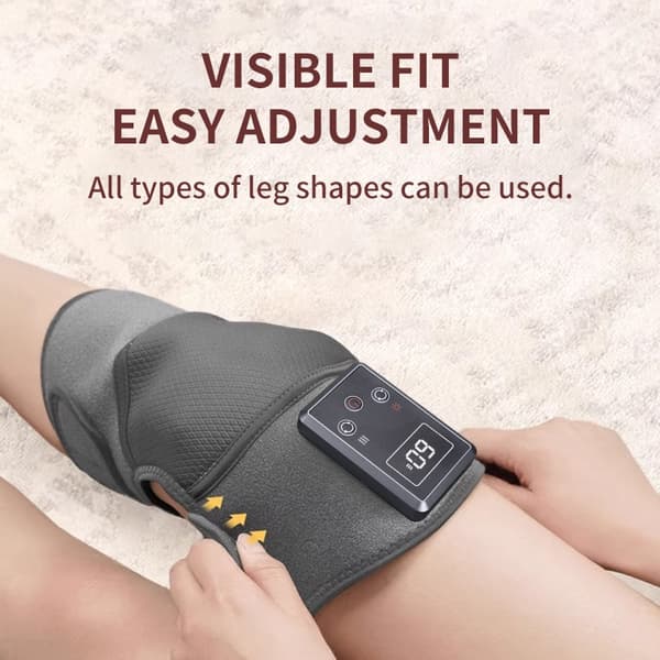 Knæmassageapparat Varmepude - Lindrer Kolde Ben & Ledsmerter med 3D-omslag & Vibration Grå Grå Grey