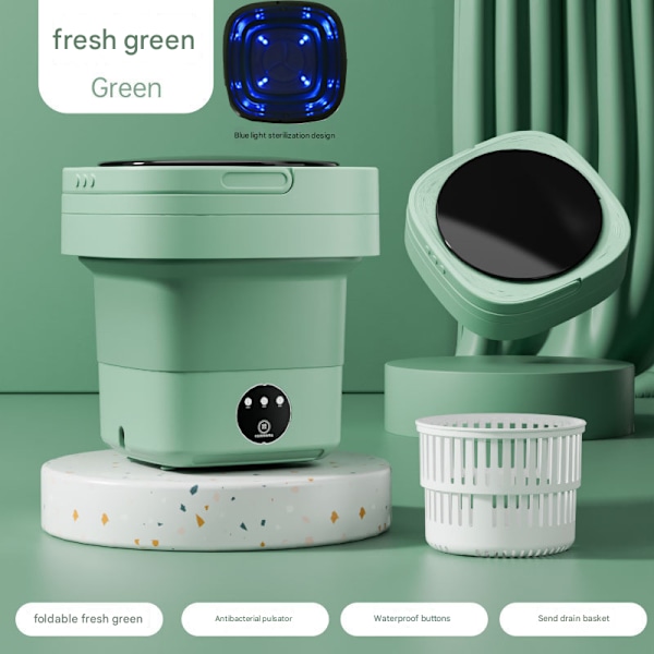 Mini Washing Machine Portable Foldable 8L Waterproof with Timer Function for Small Spaces