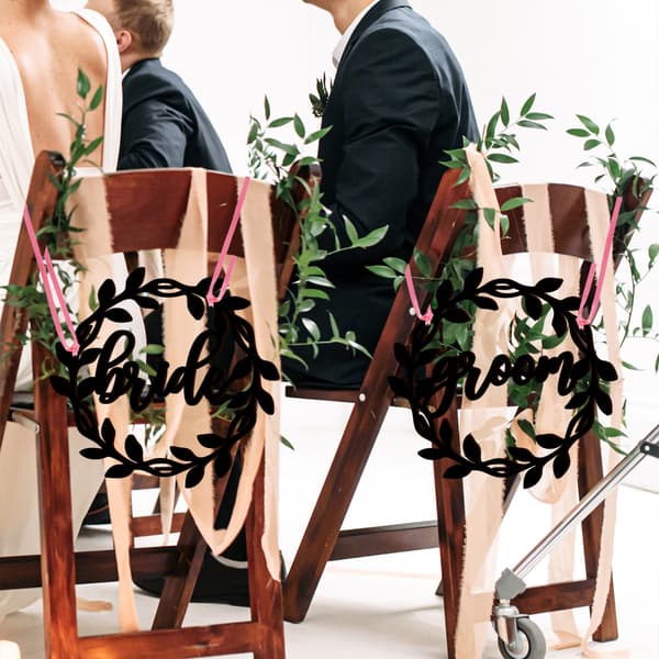 #(sort kronemodel) Dekorativ stolplade til gavebryllup, d#