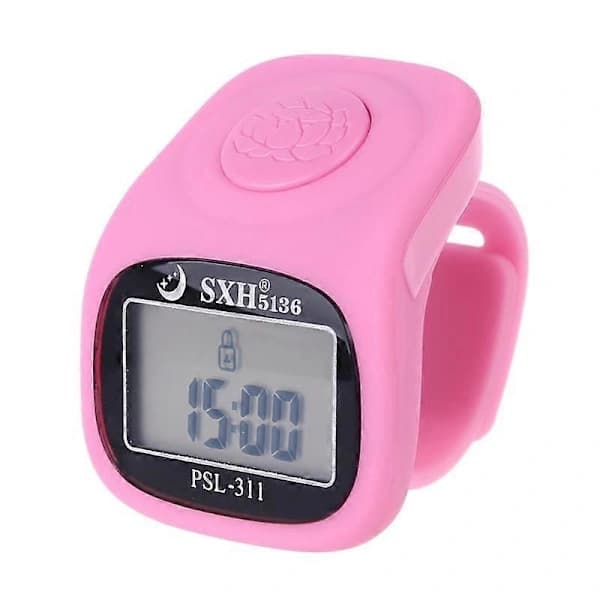 6 Digital Finger Tally Counter 8 Channels with Backlight Time Prayer Silicone Ring Pink