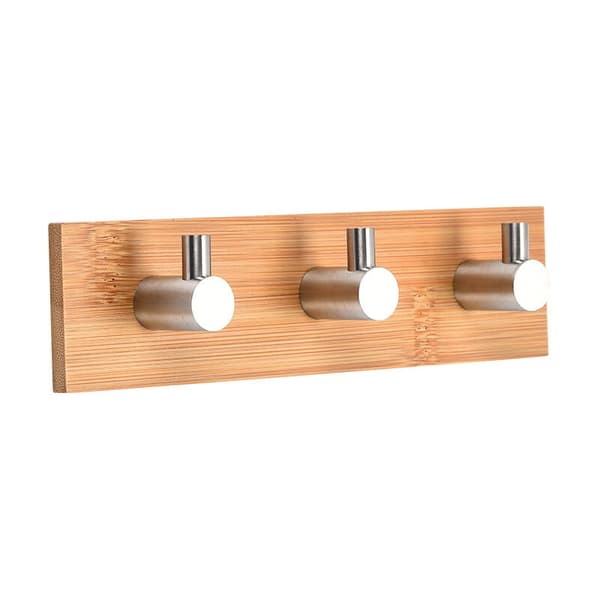 Wall hook self-adhesive hook coat rack bamboo towel hook holder decorative organizer clothes hooks for home coats scarves handbag (three hooks)